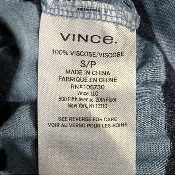 Vince Tee Long Sleeve Boat Neck Jersey Knit Striped Navy Blue Size Small Preppy - Picture 7 of 7